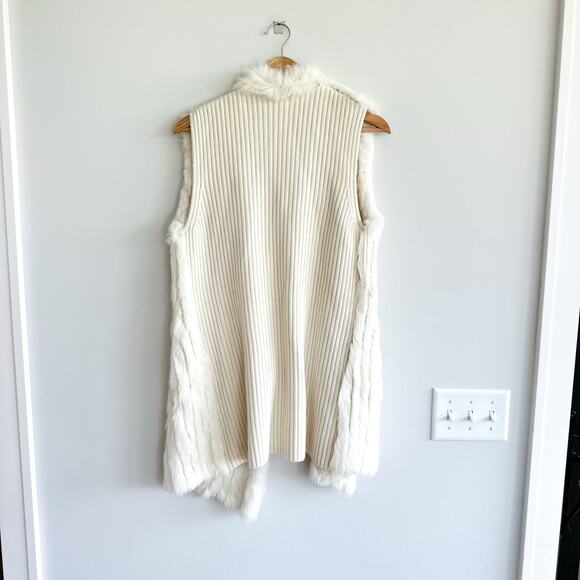 Diane Von Furstenberg Denver Rabbit Fur Cashmere Blend Sweater Vest M - Picture 3 of 10